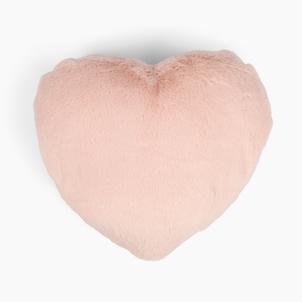 This photo shows our Antique Rose (pink) Super Sized Heart to Hug Pillow on a white background